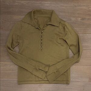 Club Monaco Lightweight Knit Polo in Olive